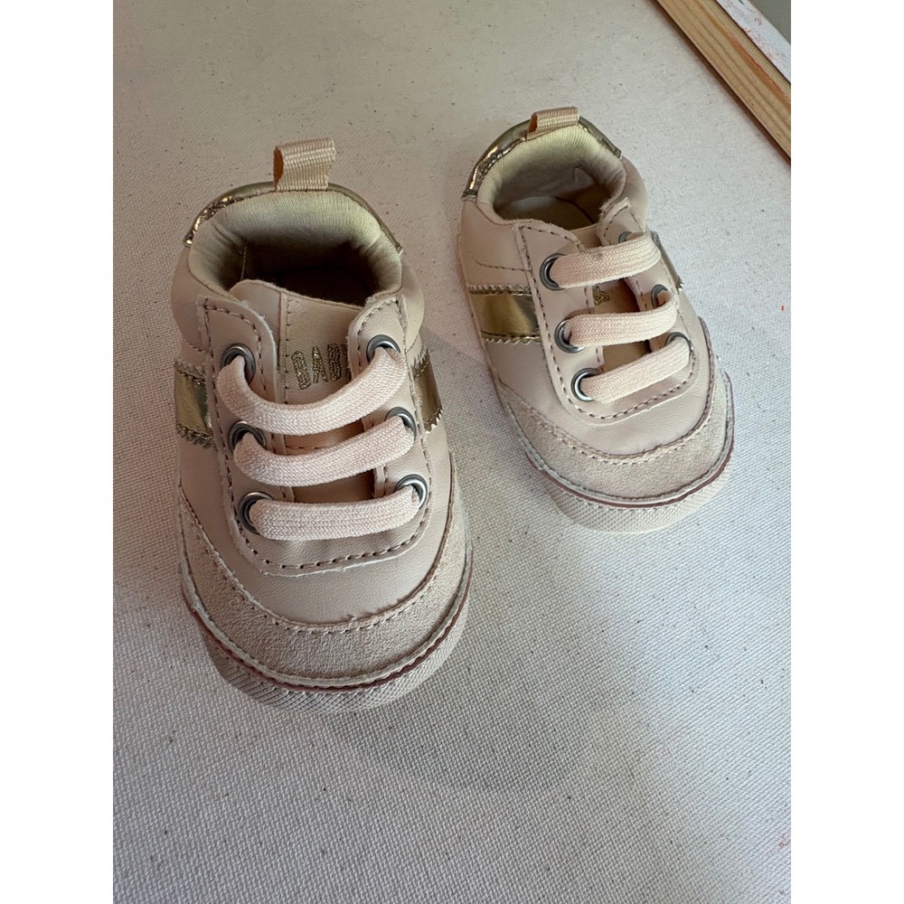 Baby Gap Infant Pink Gold Metallic Sneakers Crib Shoes 3-6 Months